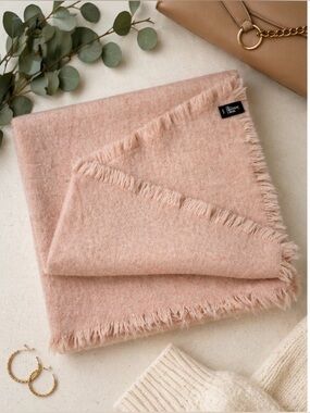 Soft Blush Pink Fuzzy Scarf Wrap Cozy Winter Shawl 19x94